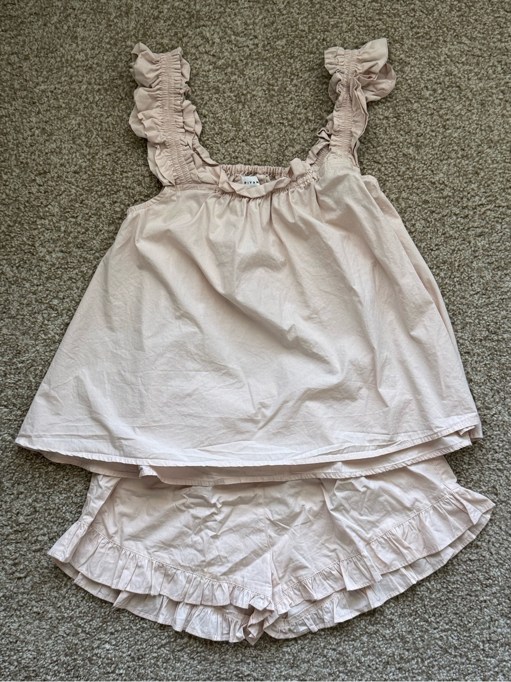 Piyama Nicolette Sleep Set - Cotton - Nude - Size Large - Picture 2 of 7